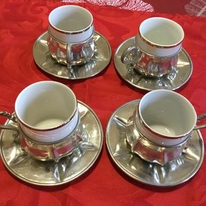 Pewter Espresso Cup and Saucer set